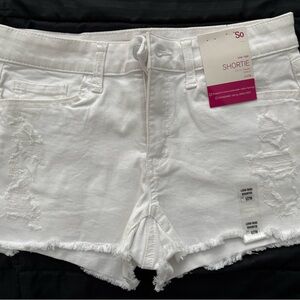 SO White Distressed Jean Shorts